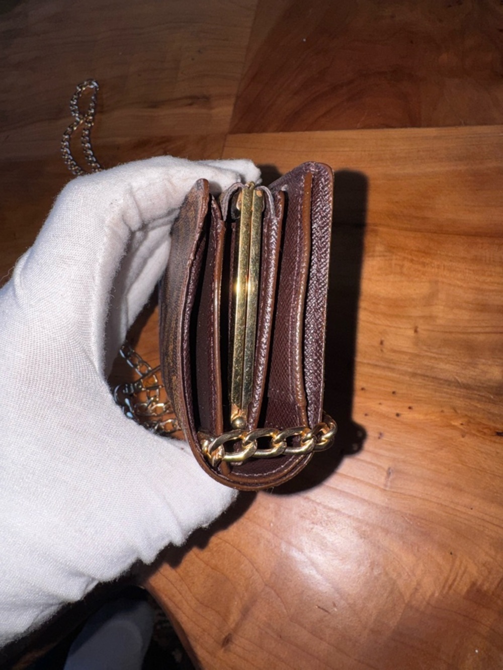 Louis Vuitton French compact wallet kiss Lock vintage 2001 brown generic chain - Picture 5 of 17